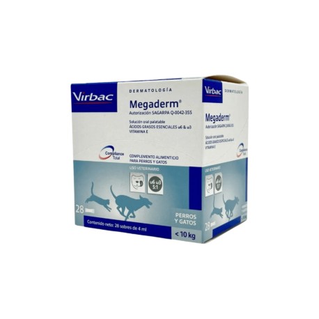 Megaderm (Acidos Grasos Esenciales w6 & w3 Vit E ) | Virbac  28 sobres 4ml